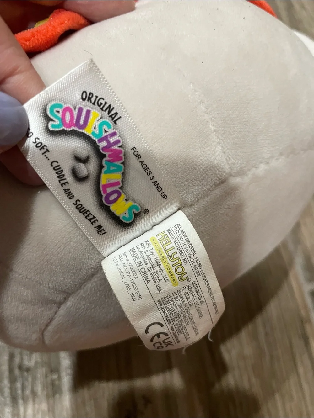 Squishmallows Disney Dumbo Plush with Peach Ears and Yellow Hat